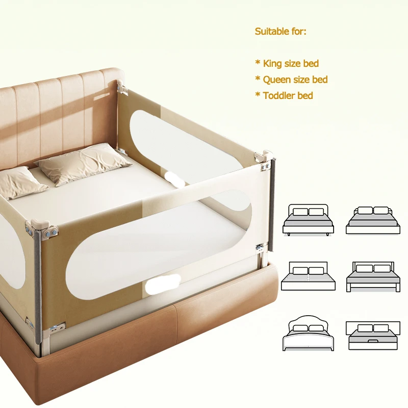 Adjustable Friendly Crib Guards Fence Barrier Baby Bed Safety Rails