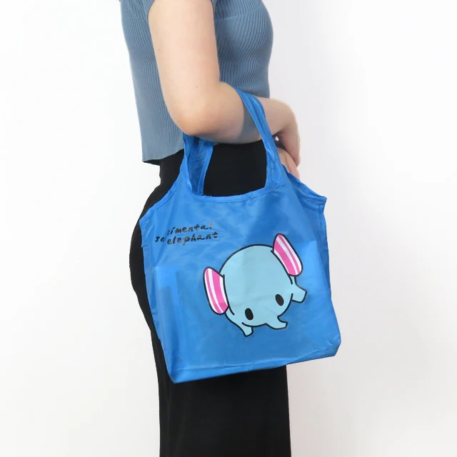 Custom Save Space Small Tote Cartoon Elephant Print Reusable Shopping Bag Foldable