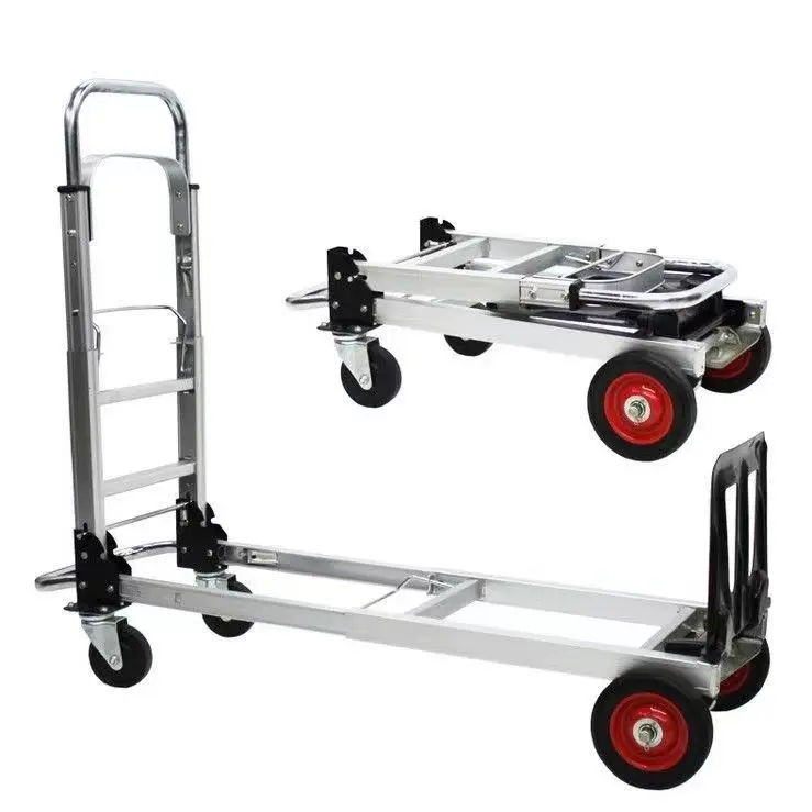 Convertible 200kgs Load Capacity Aluminum Dolly Cart Folding Hand Truck Large Cartons Moving Luggages Boxes Convertible Cart