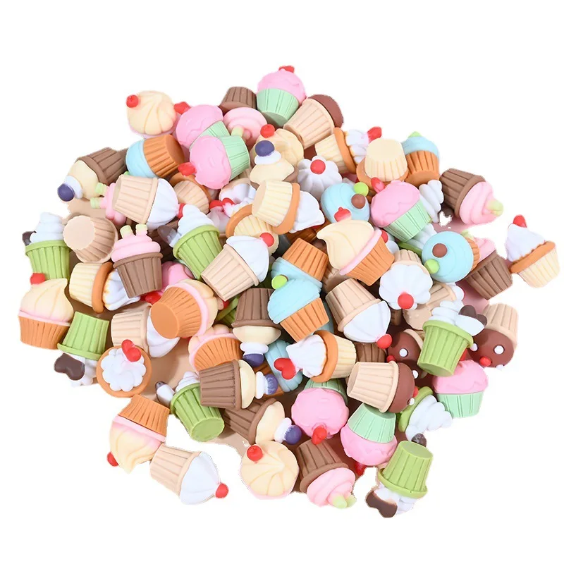 Wholesale Resin Charms Mini Cute Cup Cake For Slime Filler Kid DIY Mobile Phone Hair clip Keychain Decoration Craft