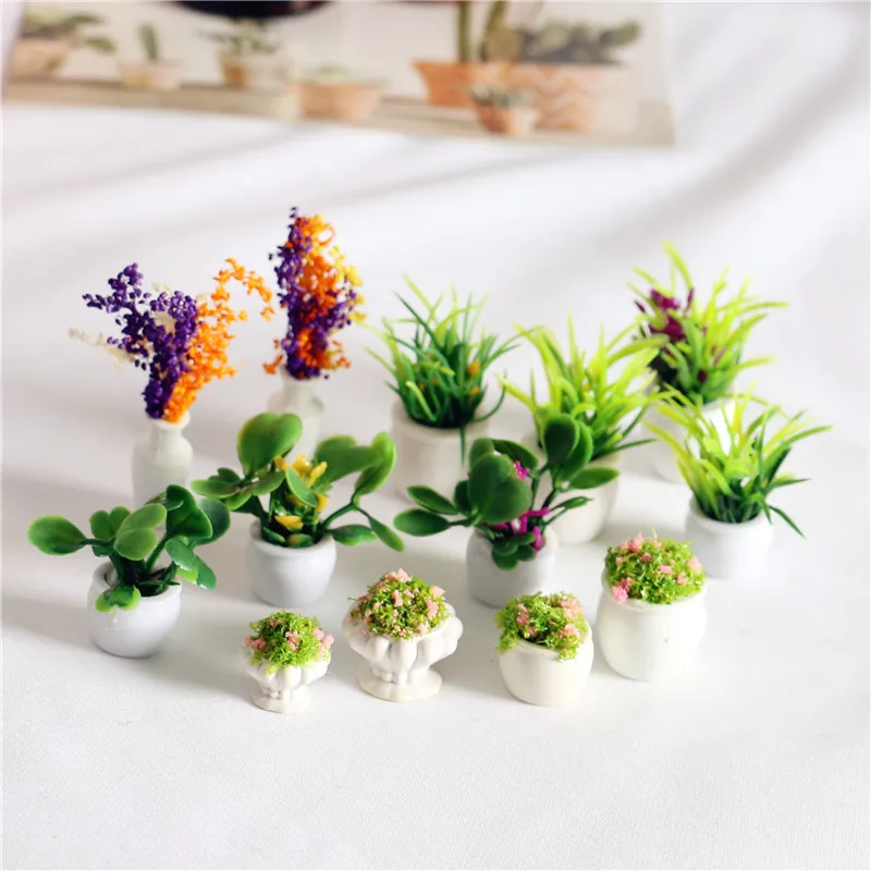 Factory Hot Sales Doll House Miniature Plants Flower Pots Garden Miniature Accessories Jugueteria