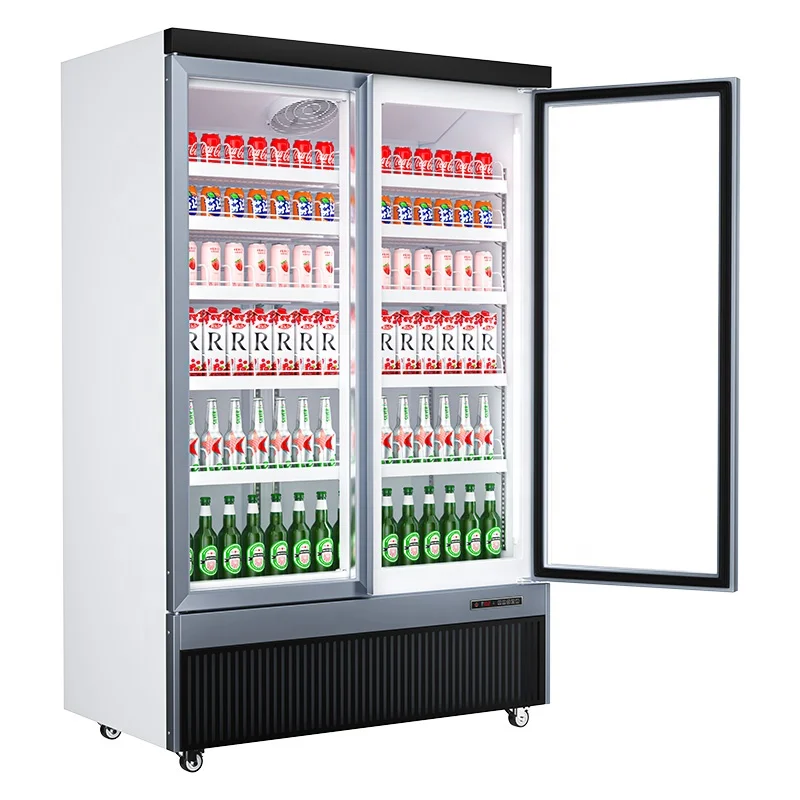 R290 Vertical full open beverage display chiller cooler commercial refrigerator