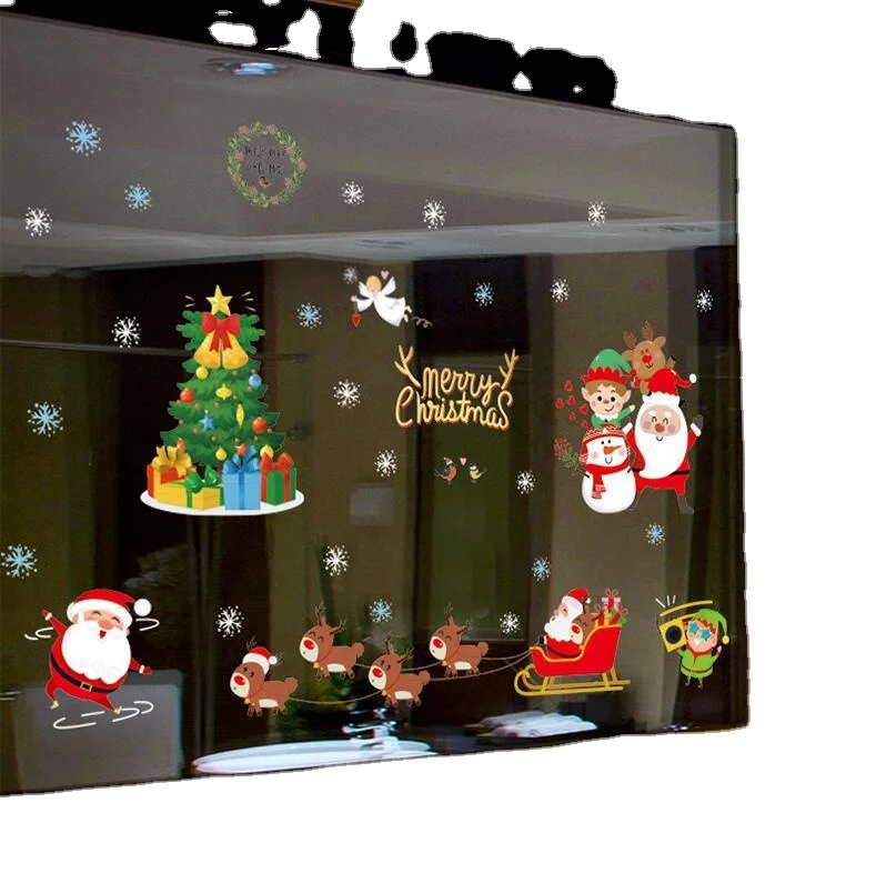 
Christmas stickers Holiday New Year Christmas window glass doors and windows Office shop decoration wall stickers 