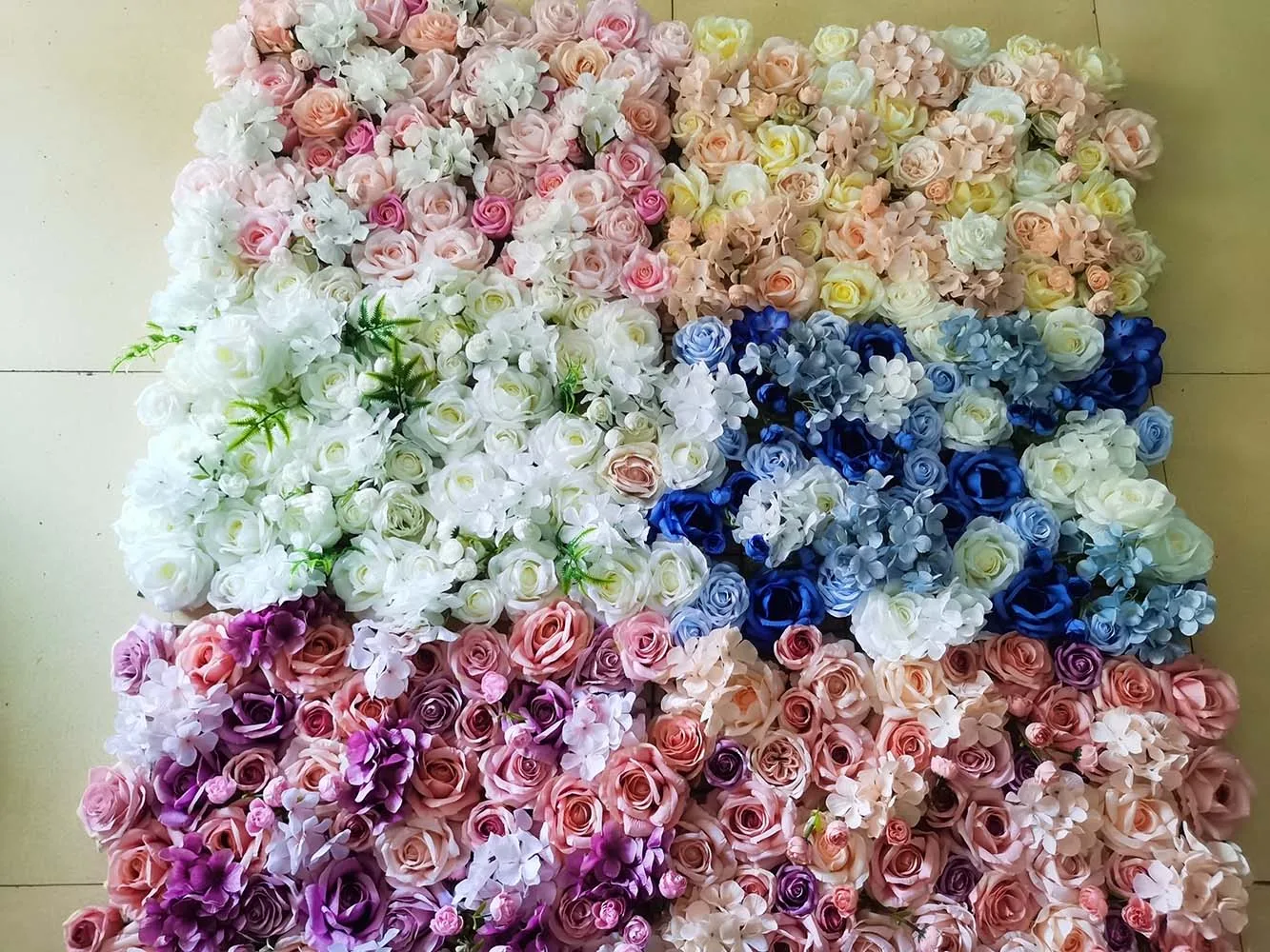 Artificial rose flowers wall panel party decorations Silk 3D flower wall wedding backdrop decor for wedding