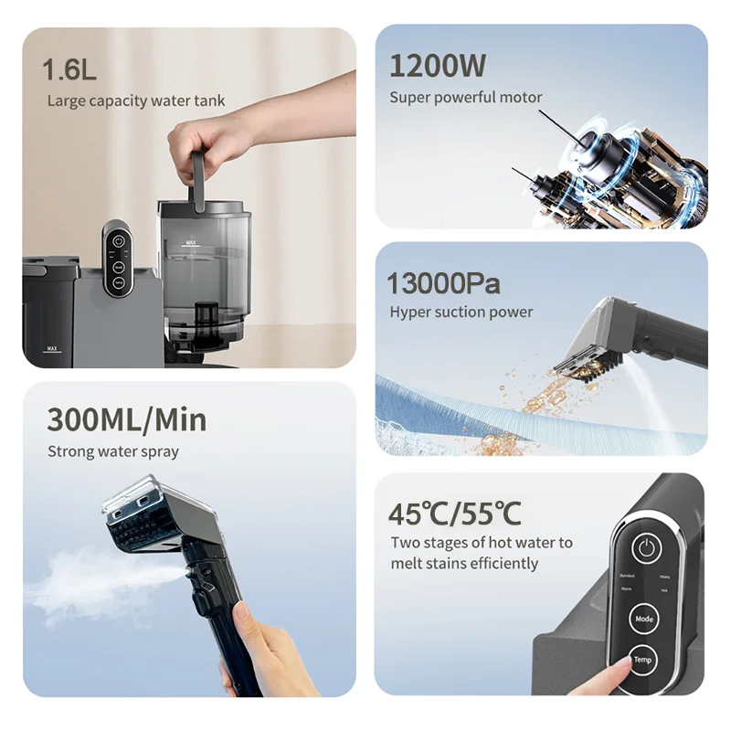 Hot Water Wet Dry Vacuum Carpet Carpet Spot Cleaner Fabric Cleaning Machine For Sofa Carpet And Upholstery With 4  Brushes