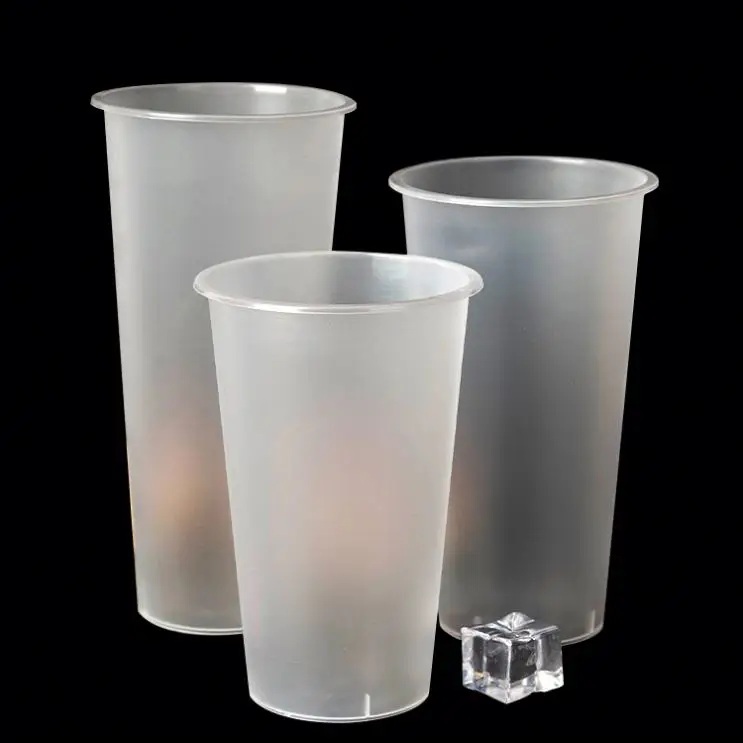 Custom logo printed 12 16 20 24 32 oz plastic milkshake disposable plastic PP clear takeaway cups with lids