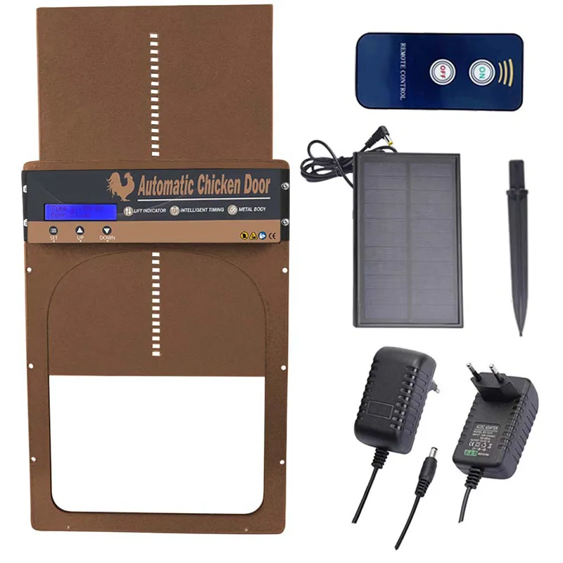 customizable Automatic Chicken Coop Door Solar  Powered Opener with Timer & Light Sensor Poultry Aluminum Chicken Coops Doors