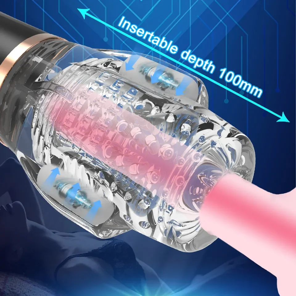 Male Sucking Masturbator Telescopic Rotation Men Sex Toy TPE Masturbation Cup Vagina Vibration Masturbator Adult Sex Toy For Men