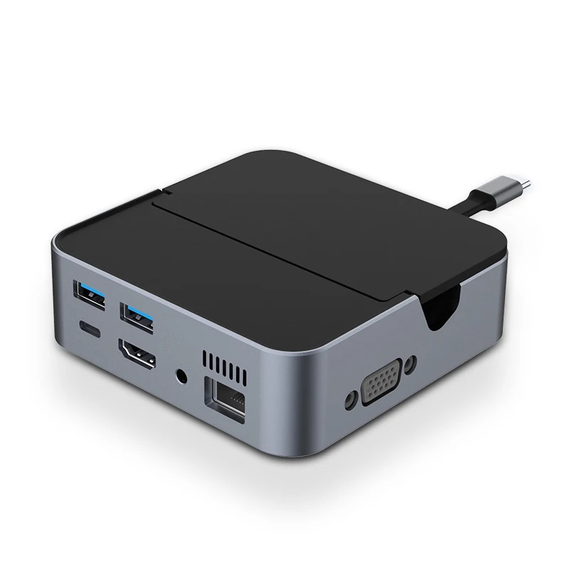 Пользовательский адаптер Type-C для Hd-Mi Rj45 9 в 1 док-станция Usb 3 .0 Por концентратор с мобильным телефоном Смарт Беспроводное зарядное устройство