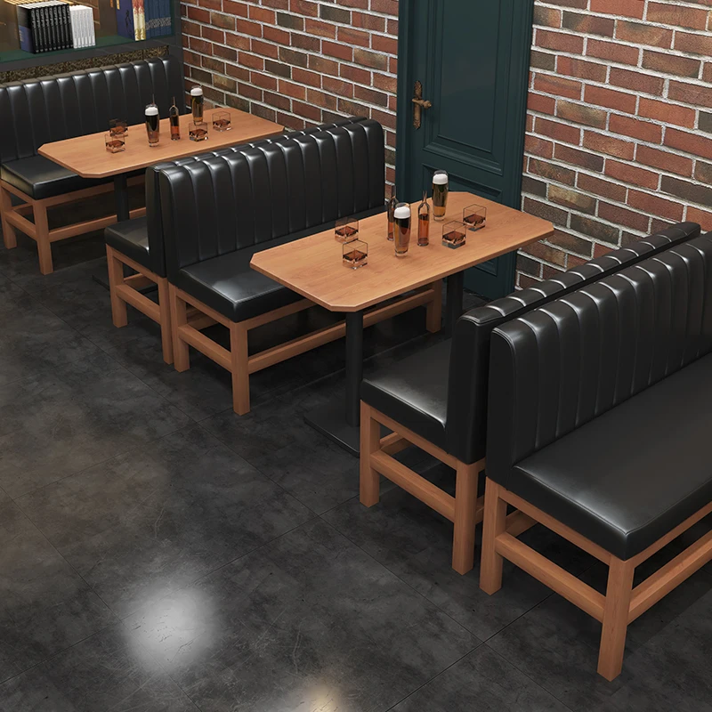American Bar Style Restaurant Set Booth Restaurant Tables and Chairs Set Bar Furniture Bar Stool Set Chairs Wood Modern Solid