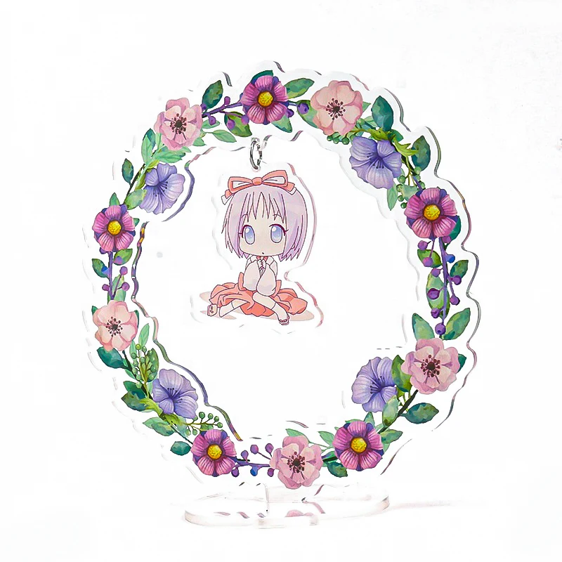 
Vograce Cheap Oem Custom Cartoon Anime Cute Acrylic Standee Wholesale Double Side Printing Plastic Charms Clear Stand With Set 