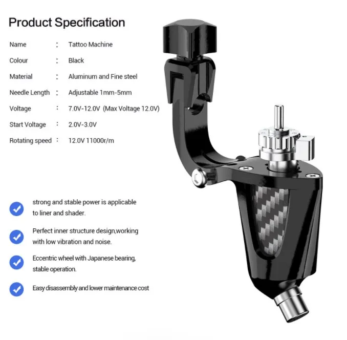 FEL New Professional Tattoo Machine Rotary Pen Kit Power Supply Cartridge Full