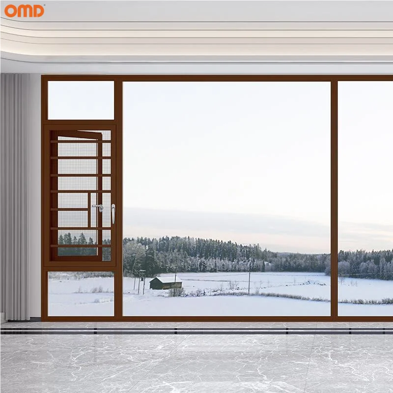 Factory Direct Aluminum Insulating Tempered Glass Casement Windows with Fly Net Guardrail Swing Windows for Home