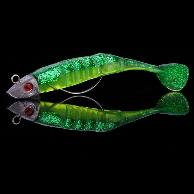 Wholesale 130mm/26g 100mm/16g PVC Material T-tail Jig Head Lure With Crank Hook Bionic Soft Fishing Bait