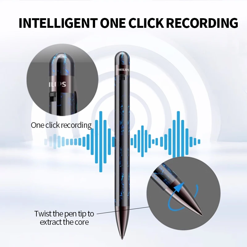 Philips Eco-friendly Resin Material Audio Recorder Pen Voice Activated Recording Device 32GB  VTR5900 PRO Golden Silk Jade