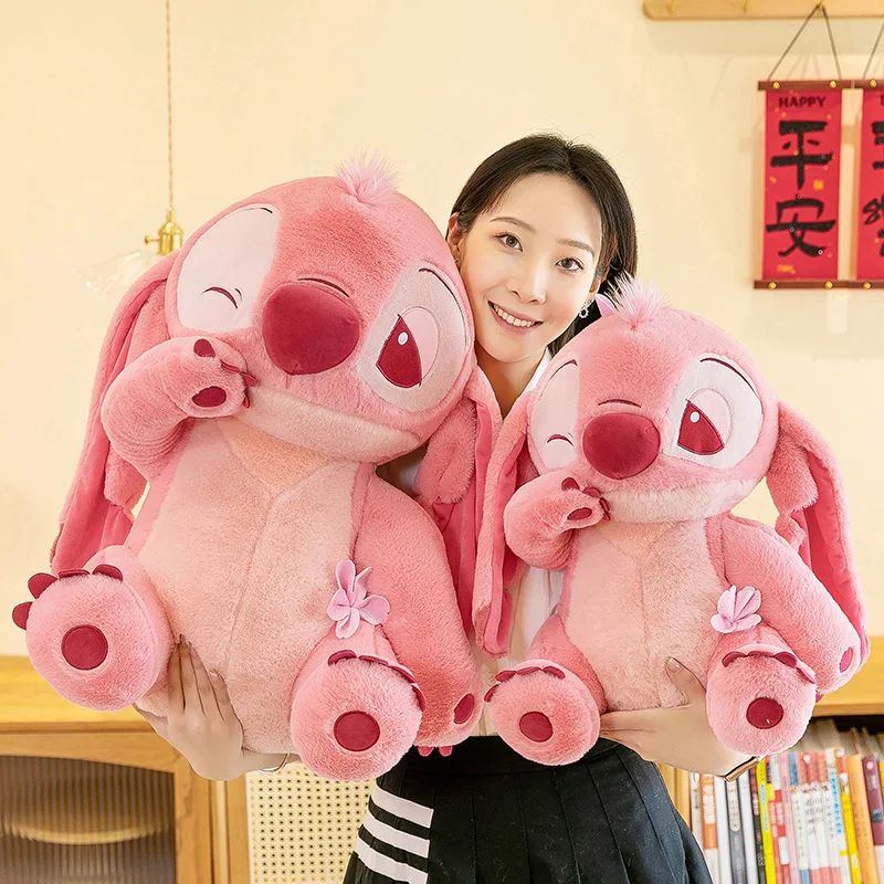 New cherry blossom doll Stitch plush toy Pink Stitch bear doll girl companion throw pillow