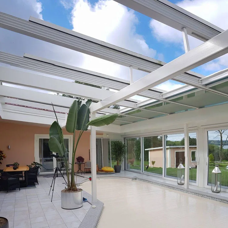 Электрический тент Выдвижной навес для крыши наружный патио затенения и защиты от дождя