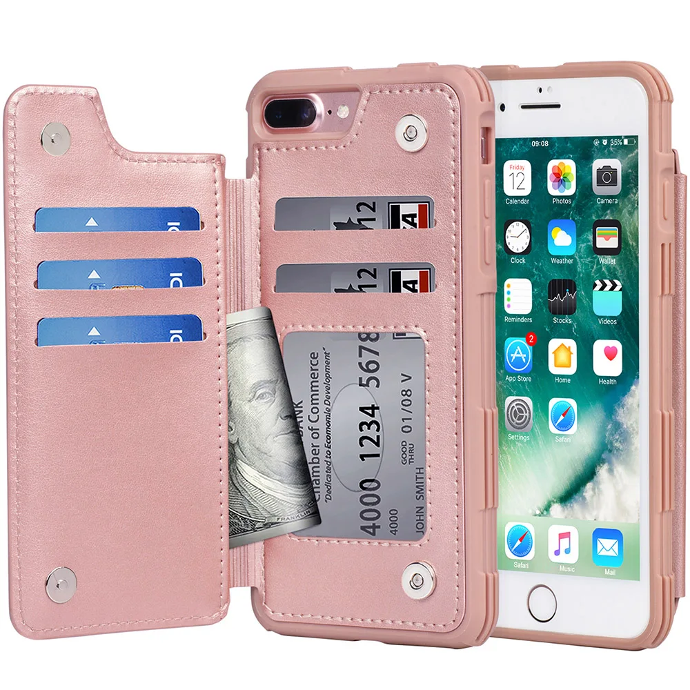 Shock Proof Protective PU Leather Mobile Flip Pouch Phone Case Back Cover For iPhone 7 Plus