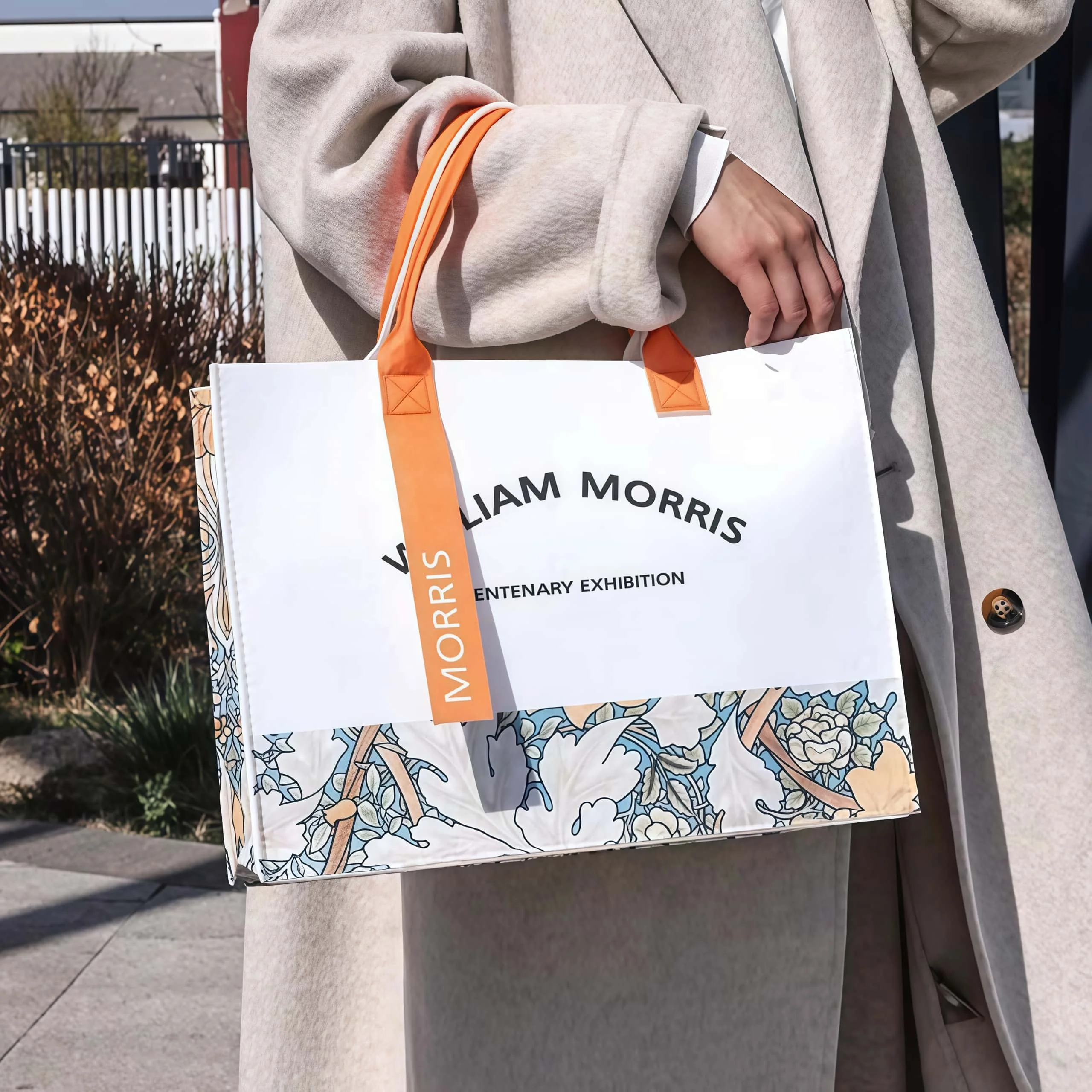 Custom Pattern Logo High Quality Wool Felt Fabric Shopping Bags Fashion Printed With Ribbon Tote Bag Women Handbags Wholesale