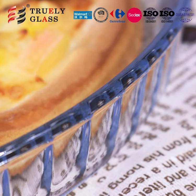 eco-friendly factory outlet round glass baking dish baking tray  microwave and oven glass bakeware