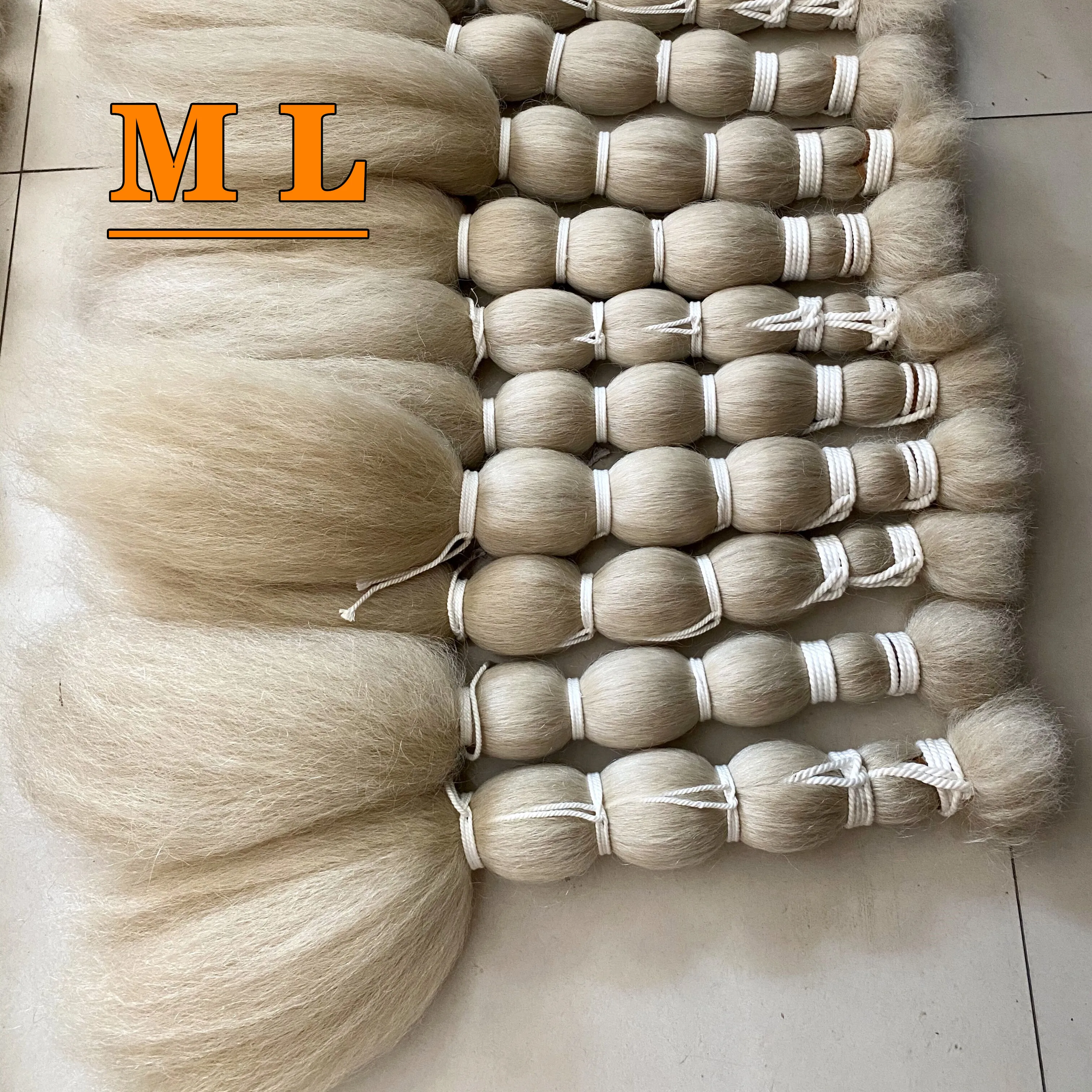 raw hair bundles 100% yak tail hair natural extensions natural white color 26'