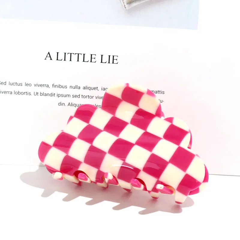 popular acetate plaid hair claw clips checkered board clutchers hair clip crab cloud large hair clamps claw clips for women