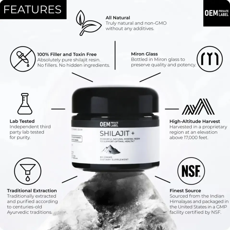 OEM Shilajit Resin Pure Himalayan Organic Shilajit Resin Supplement Natural Shilajit Resin With Fulvic Acid Trace Minerals