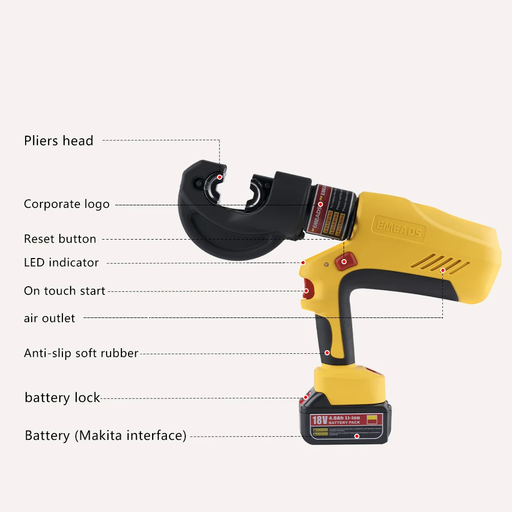 EBS-400B Battery Electric Power Cable Crimping Tool Battery Hydraulic Crimping Tool