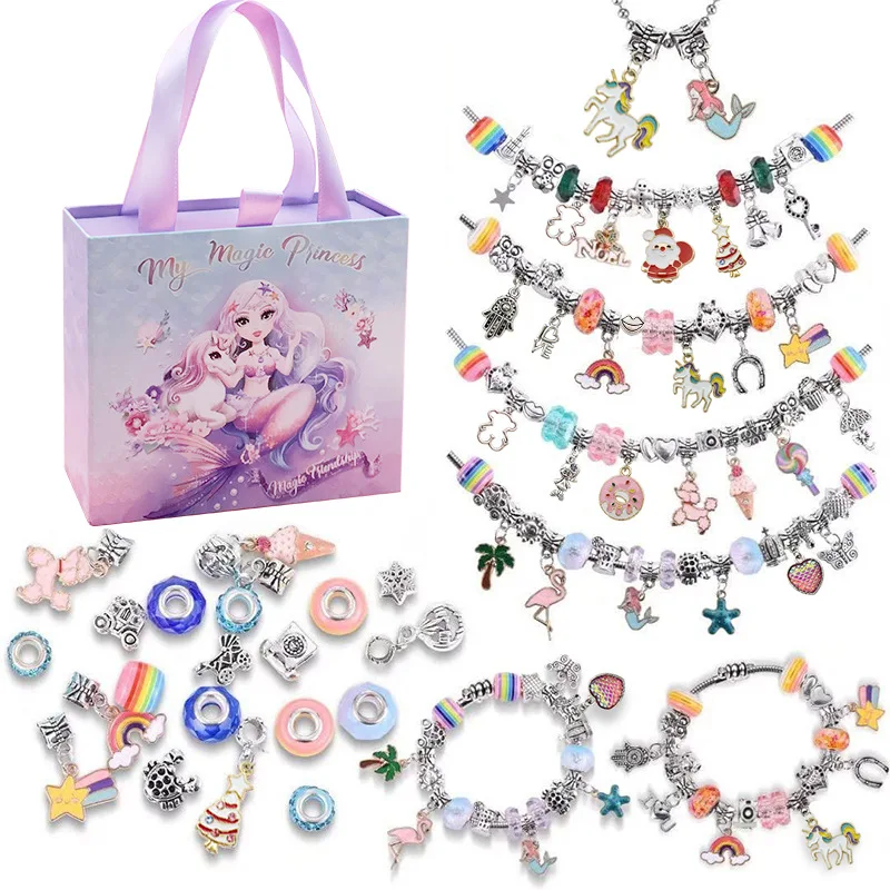 Ocean Themed Diy Bracelet 99 Pieces Mermaid Unicorn Ocean Series Handmade Beaded Set Decorative Accessories