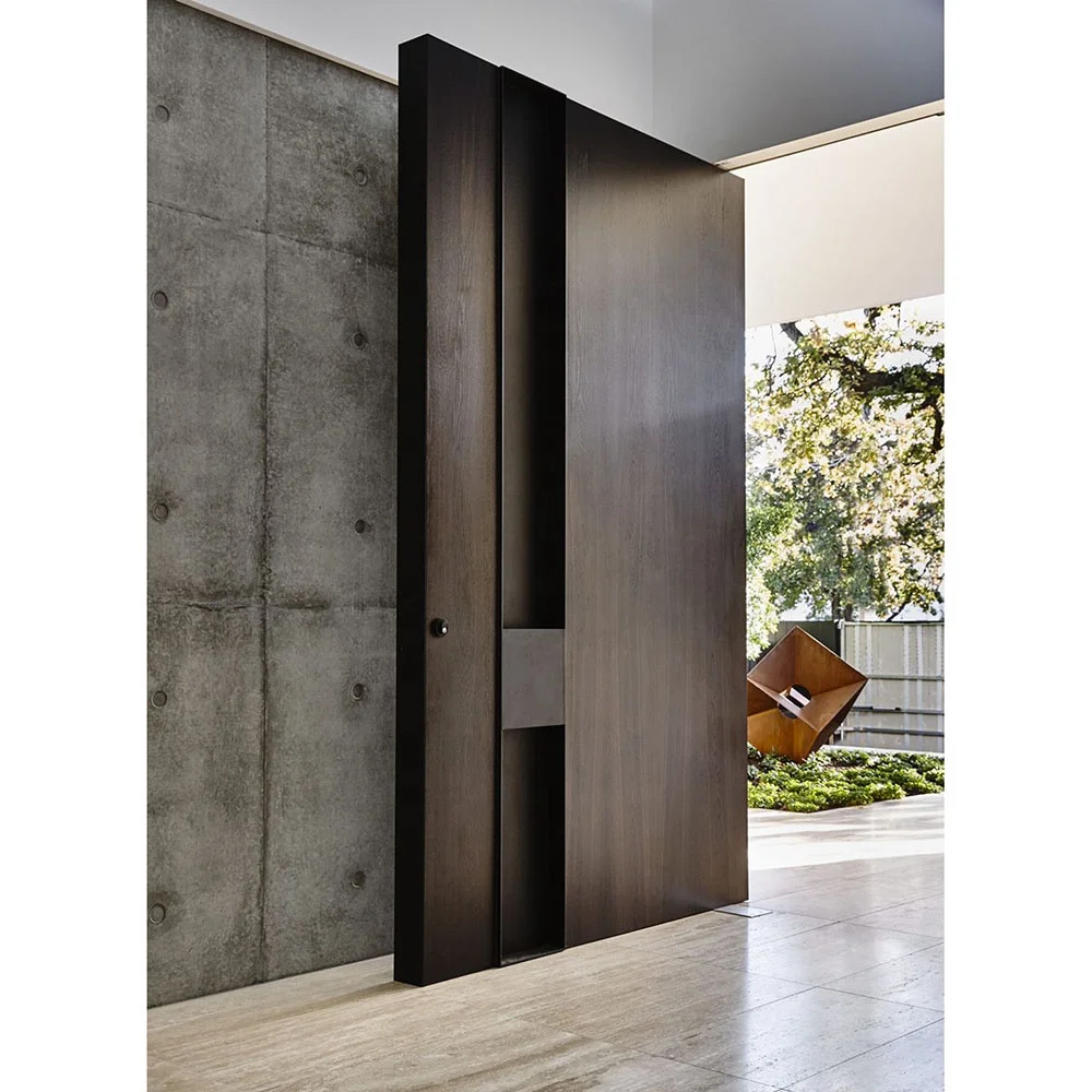 Plain heavy duty pivot solid wooden entrance door for residential