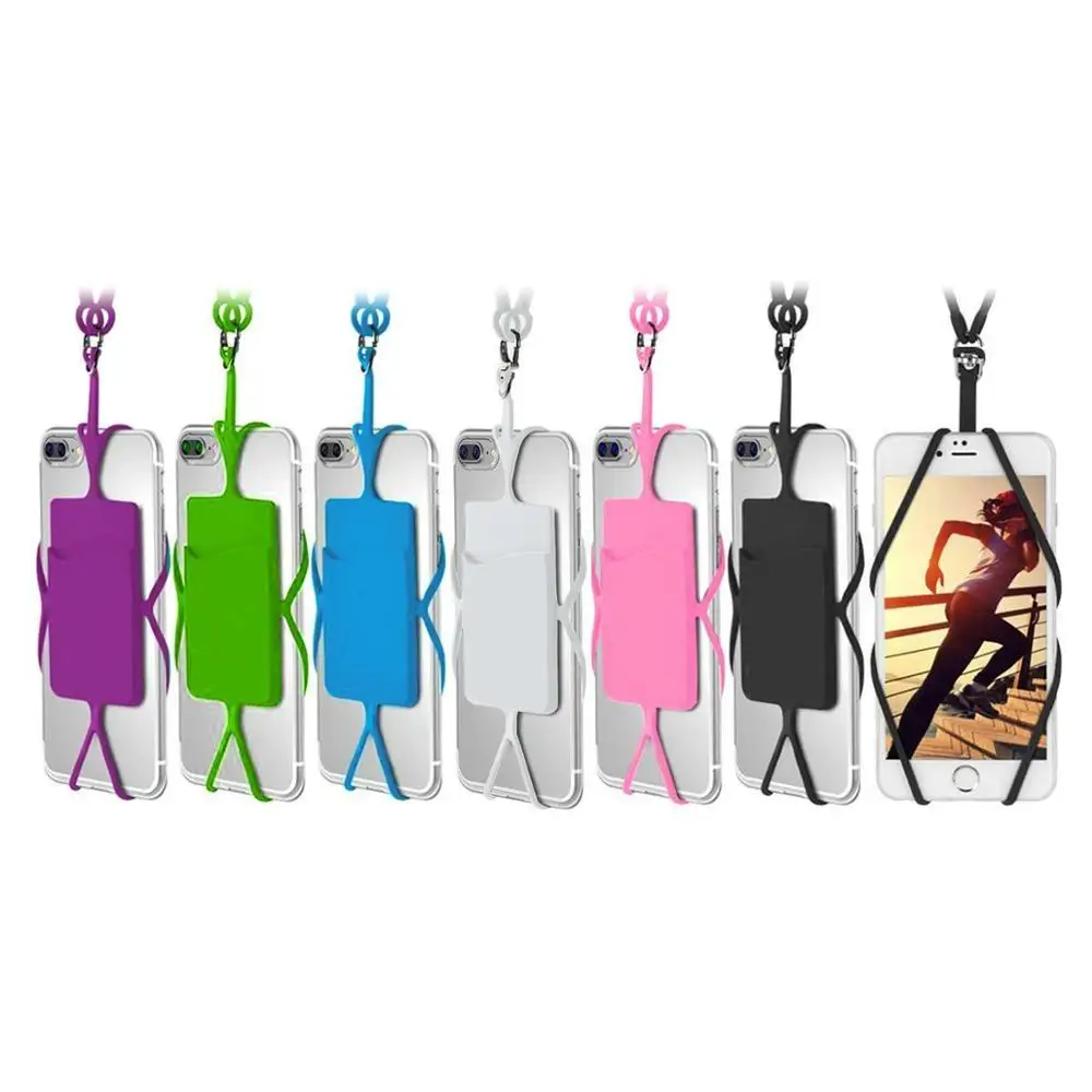 
China Manufacturer Cell Phone Lanyard Smartphone Holder with Card ID Slot Silicone Necklace Strap 