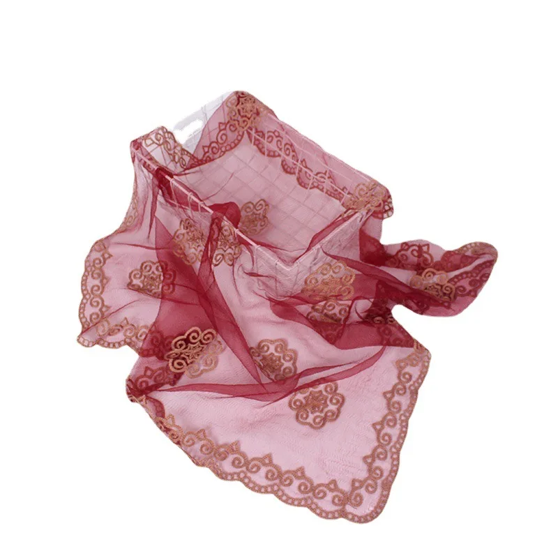 Wholesale Fashion Embroidery Voile Lace Veil Muslin Scarf Women Hijab for Head Covering