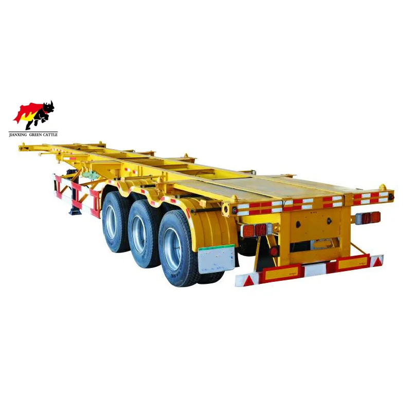 20ft Straight Beam Skeleton 3 Axles Semi Trailer Container 20ft 40ft for Sale