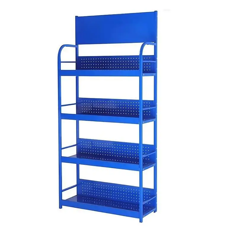 Auto Repair Shop Car Battery Display Racks Metal Floor Standing Metal Racks Display With Logo Printing