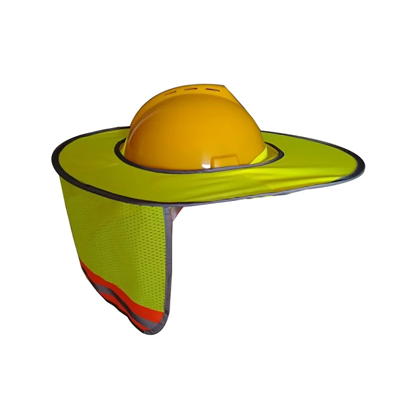 Yellow Color Hat Neck Shade Helmet Full Brim Hard Hat