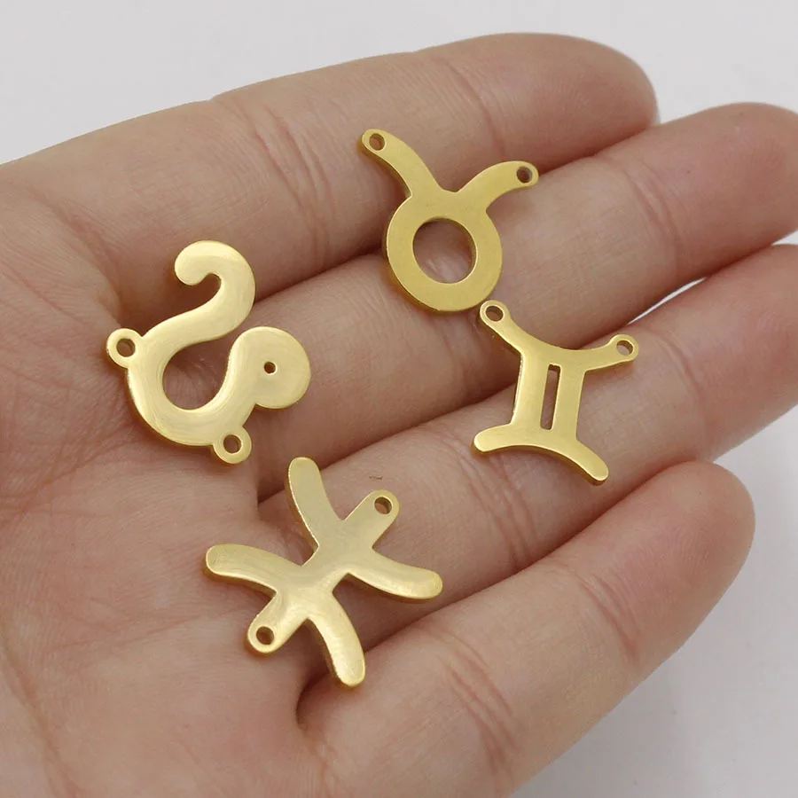stainless steel charms jewelry gold zodiac sign charms for bracelet making