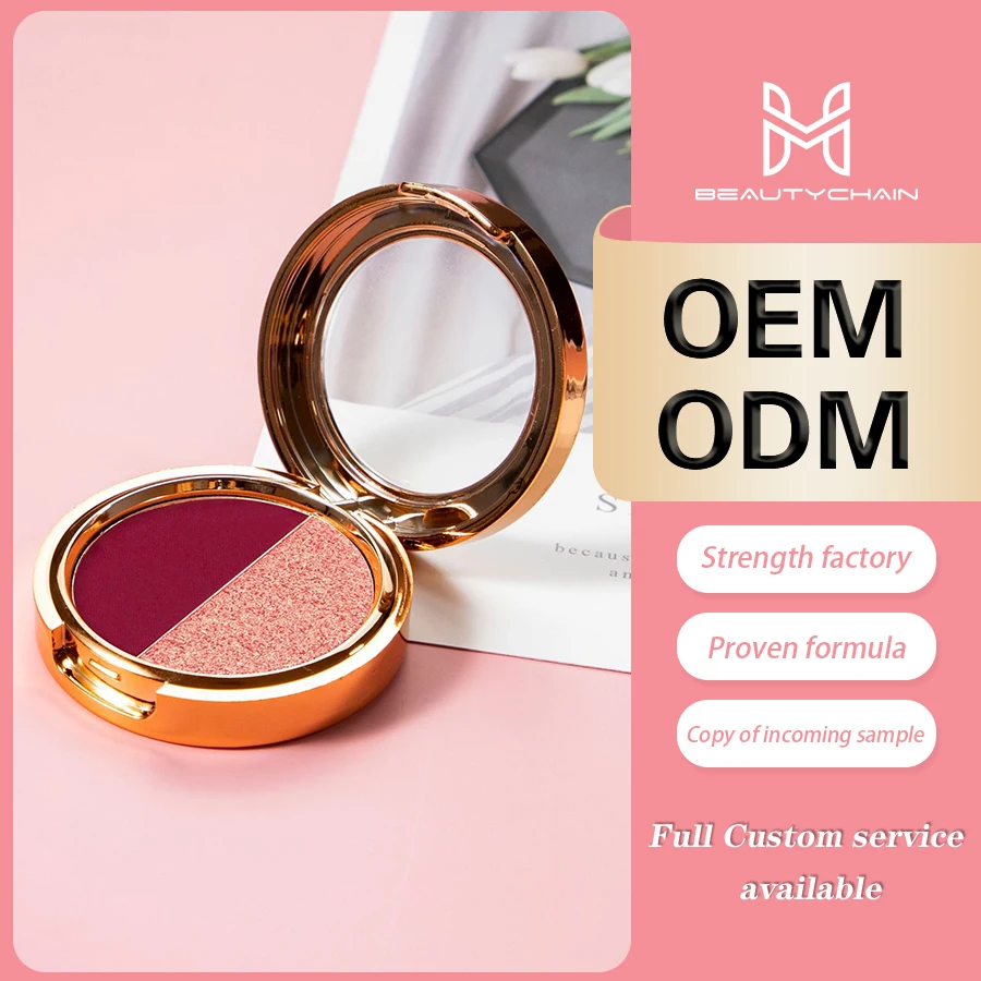 MLM Custom Makeup High Quality Private Label Glitter Shiny Eye Shadow High Pigmented Vegan Custom Logo Duo Eyeshadow Palette