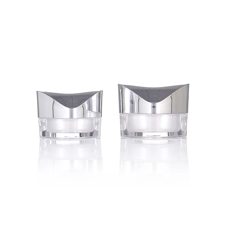 High Quality 30g 50g Silver Square Cream Container Empty Cosmetic Dipping Powder Double Layer Acrylic Plastic Jar