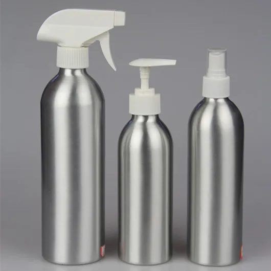 Custom Empty 300ml 600ml 2 Liter 16oz Essential Oil Cosmetic Aluminium Metal Can Bottle Chemical With Sprayer