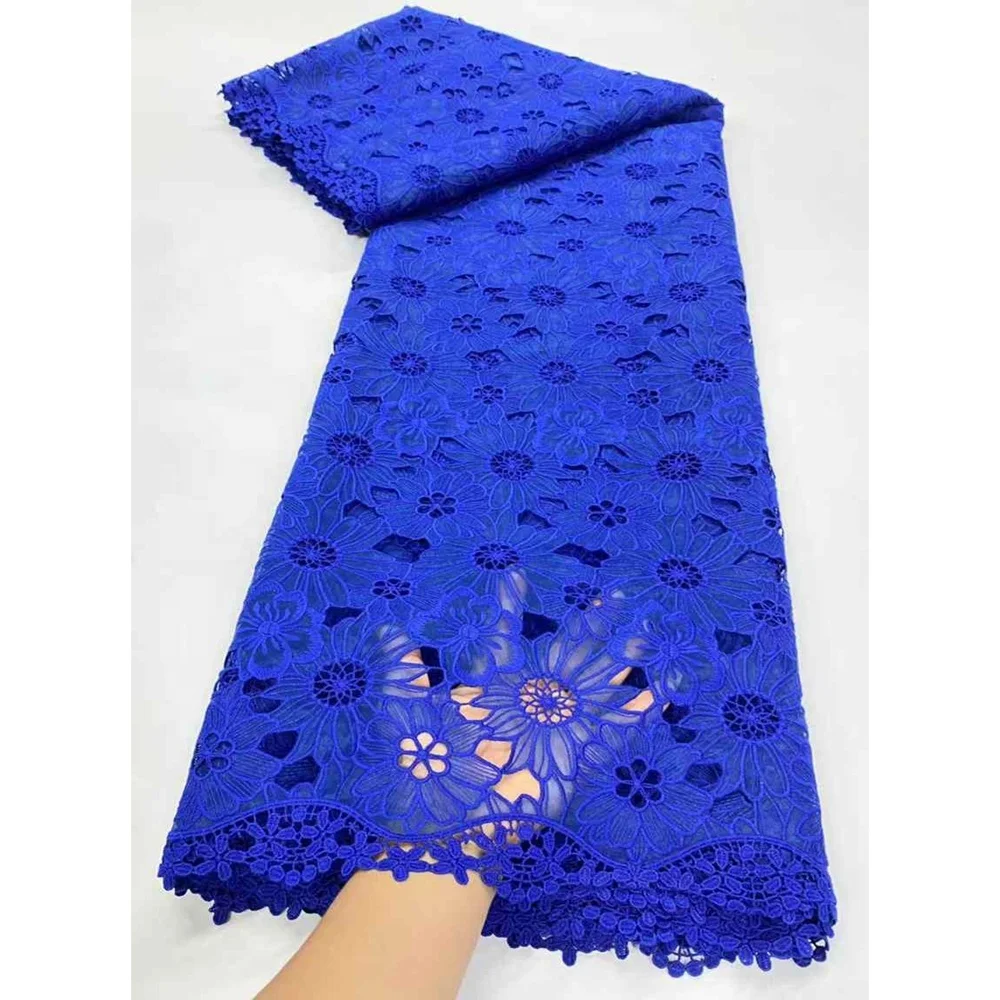 Plain white color Lafaya Water soluble organza bottom guipure cord lace flowers lace for dress material