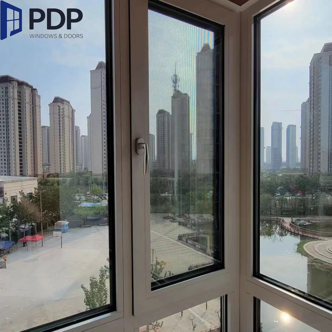 Customized Modern Energy-Efficient Aluminium Soundproof Swing Open With  Blinds Casement Windows For Home