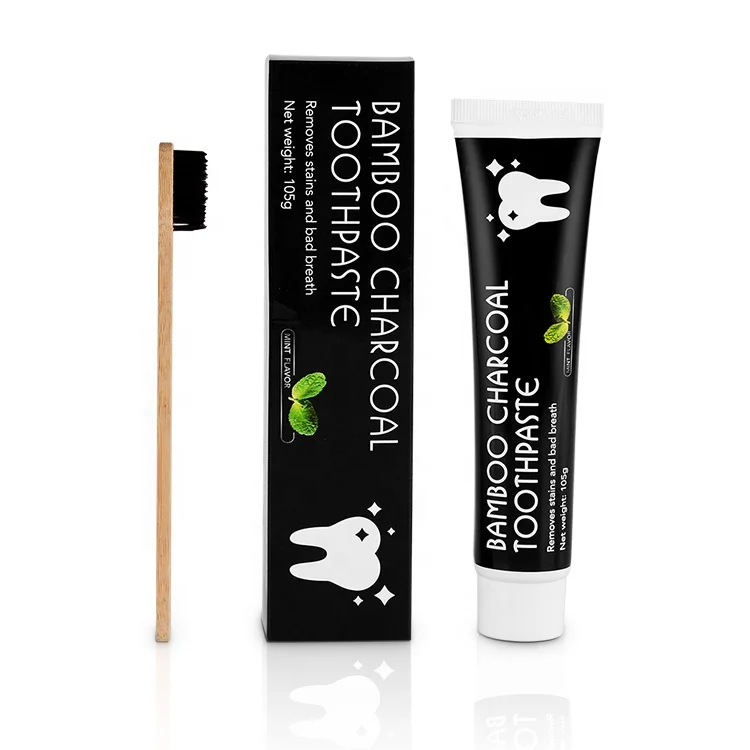hot sell eco Bamboo Charcoal Teeth Whitening Black Toothpaste Removes Stains Bad Breath