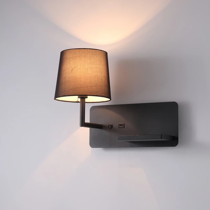 Modern design E14 lamp bedroom bedside room decor black led reading light