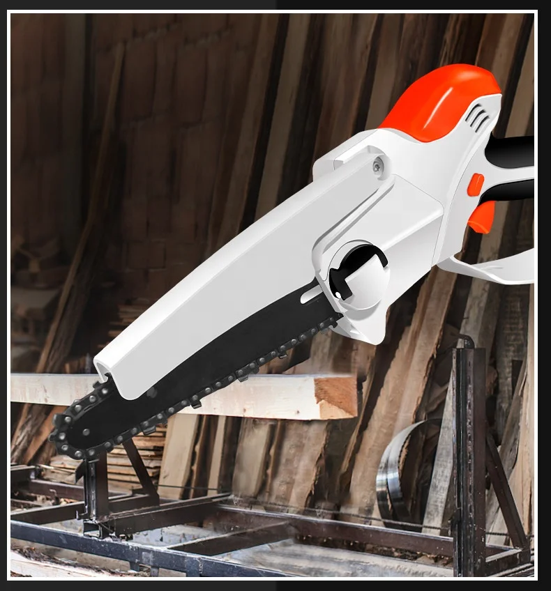 6' 21V Cordless Household Small Garden Saw Felling Saw Handed Cutting Lithium Electric Chainsaw