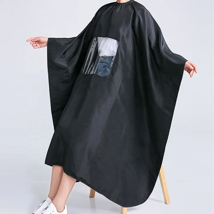 Professional Plain Barber Cape With Clear Window Logo