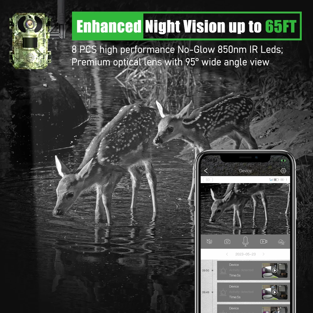 Wifi IP66 waterproof EU 4G Band 0.2S Trigger Motion night vision hunting camouflage 128G TF Card mini camera for outdoor