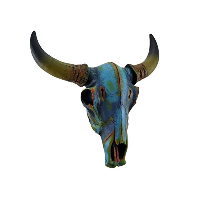 Красочный каучуковый Юго-Западный Ацтекский Череп корова Настенный декор окрашенный художественный череп