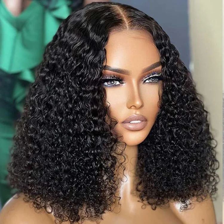 Kinky Curly Wig Bob for Black Women Natural Curly Short Bob Wig Transparent Hd Frontal Lace Short Bob Wig