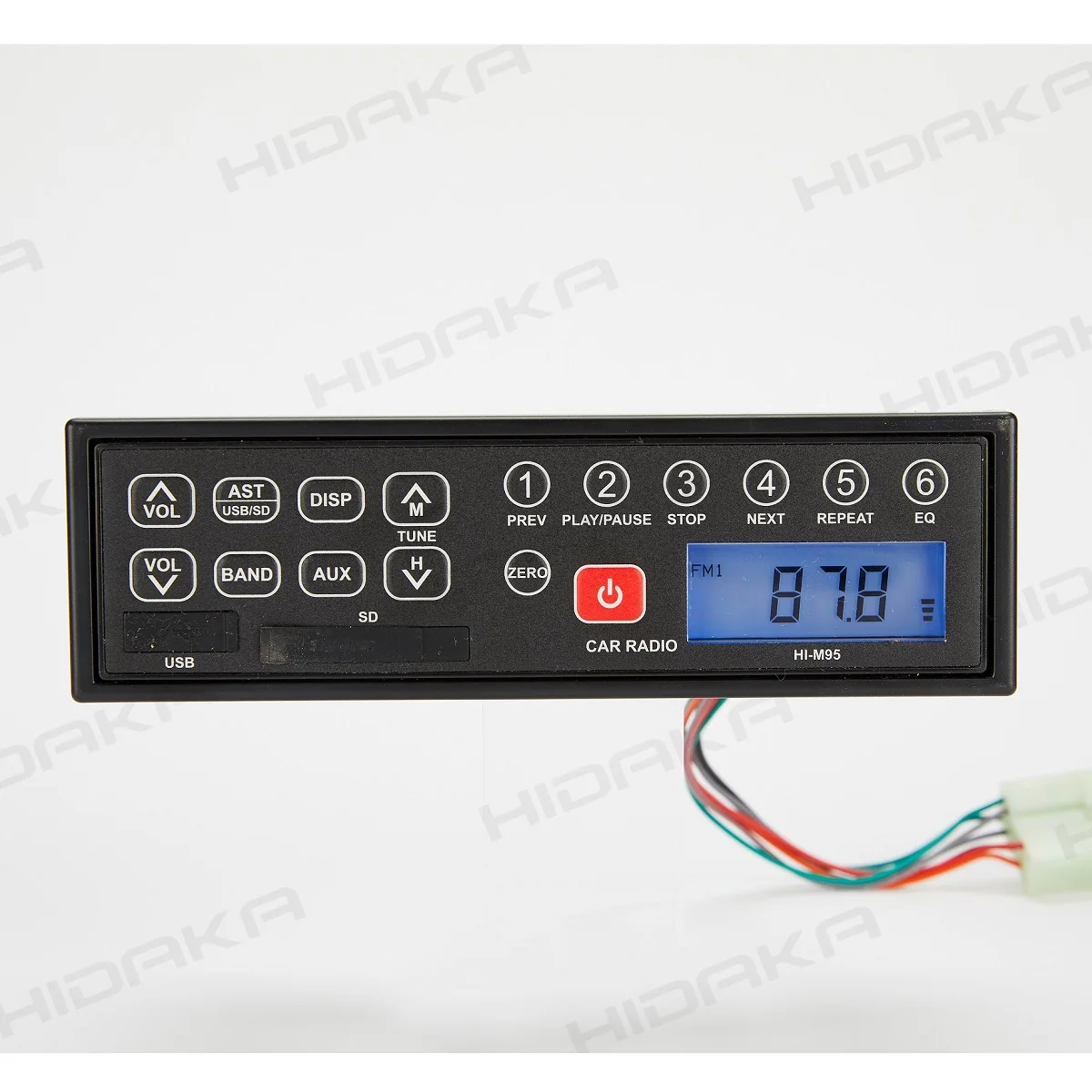 HIDAKA HI-M95 Dust Proof USB SD 12V 24V Auto Change 1Din AM FM MP3 Excavator Car Radio with Sleeve Case