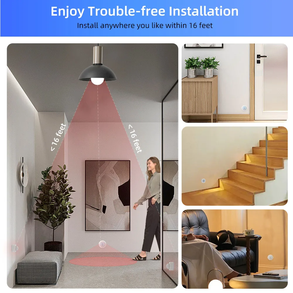 Motion Sensor Led Bulb KYOEON Smart RGBCW LED Bulb works with Tuya A19 E26 9W smart bulb with WiF